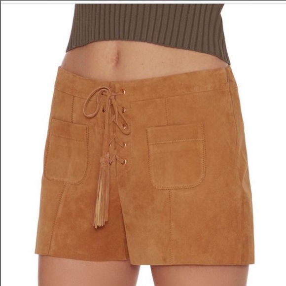 INTERMIX Boho Brown Suede Shorts Size L - Picture 2 of 8